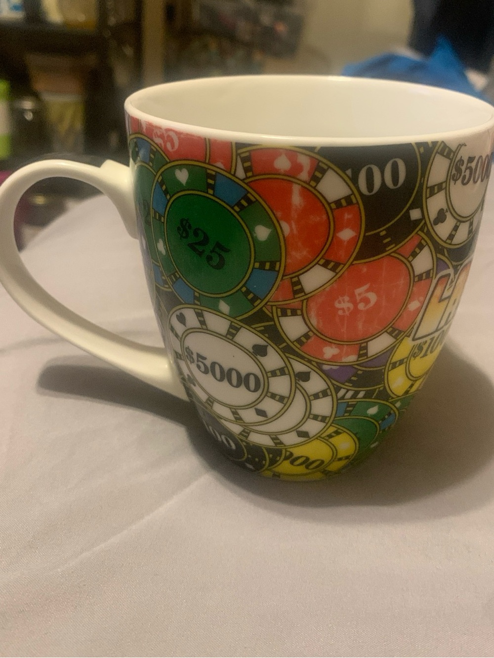 Multicolor Casino Chip Ceramic Mug – Vibrant Poker Design